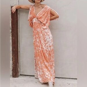 Lovestitch Coral and Cream Maxi Dress